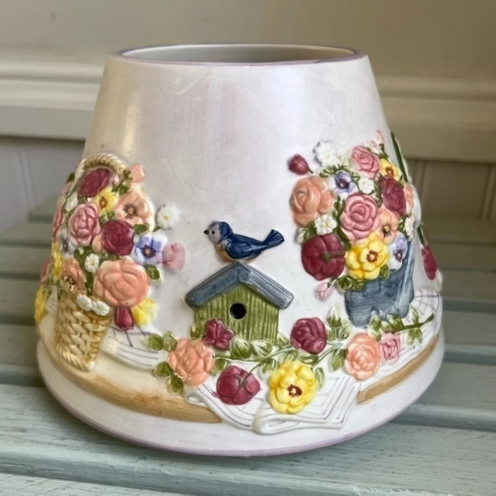 Spring Blossom Gardener’s Large Candle Shade by Laurie Korsgaden Watercolors NWT